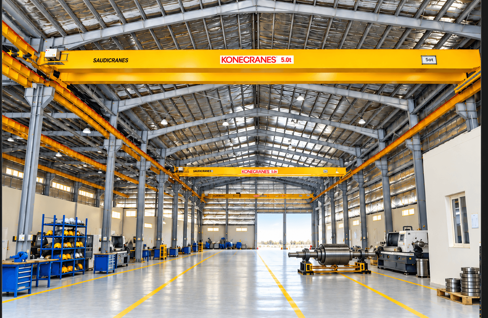 TurboDyne's Al-Jubail workshop with overhead cranes and rotating-equipment service bays